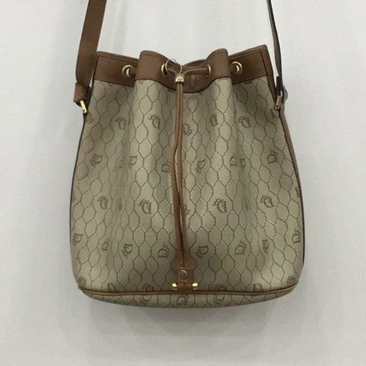 Dior Brown and Tan Shoulder Bag with Monogram Print