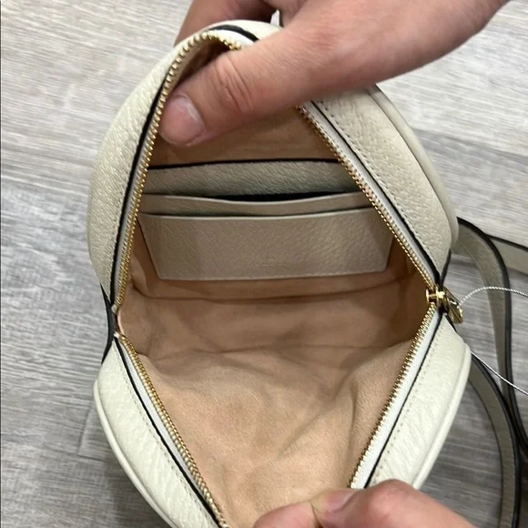 Gucci White Ophidia Round Backpack with Sherry Line