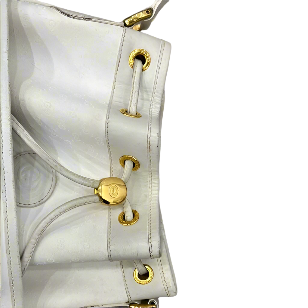 Gucci Vintage White Ophidia Bucket Shoulder Bag