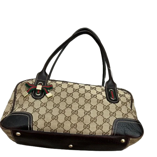 Gucci Brown Princy GG Canvas Leather Shoulder Bag