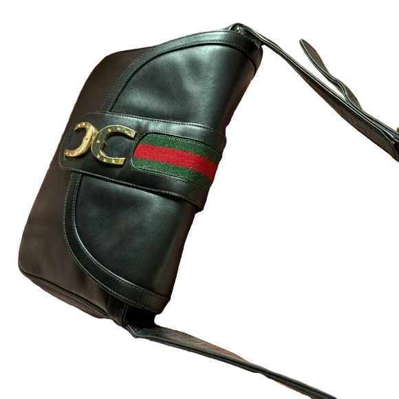 Gucci Black Vintage Sherry line Shoulder Bag