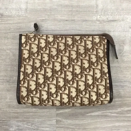 Dior Brown Toiletry Bag with Monogram Design