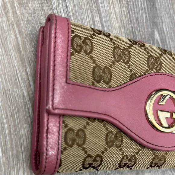 Gucci Pink and Brown Wallet with GG Monogram