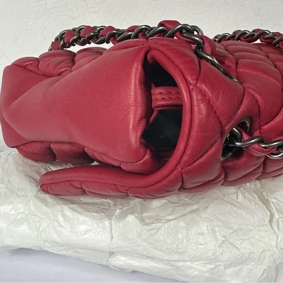 Chanel Red Calfskin Matelasse Shoulder Bag