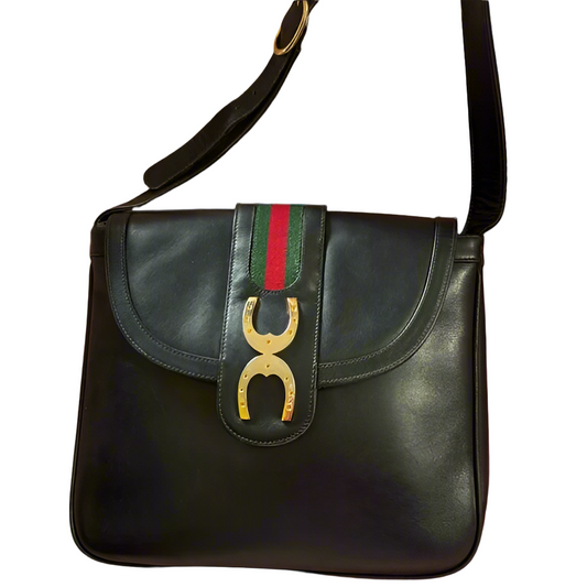 Gucci Black Vintage Sherry line Shoulder Bag
