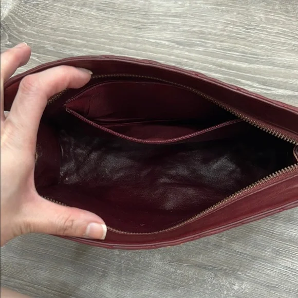 CHANEL Red Quilted Clutch Bag with Chain Strap