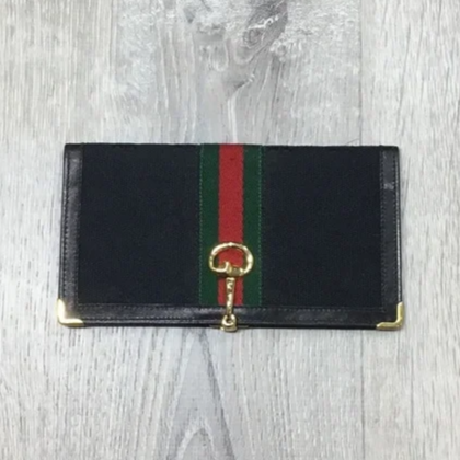 Gucci Black Checkbook Cover with Sherry Line