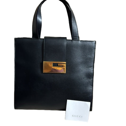 GUCCI Vintage black leather handbag / tote