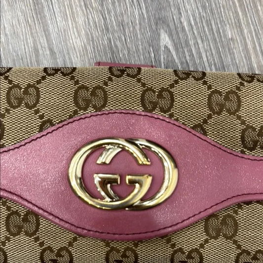 Gucci Pink and Brown Wallet with GG Monogram