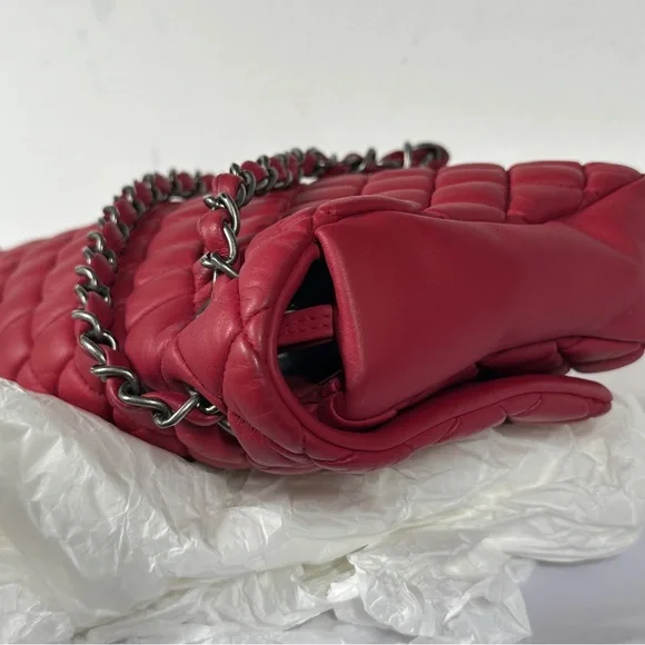 Chanel Red Calfskin Matelasse Shoulder Bag