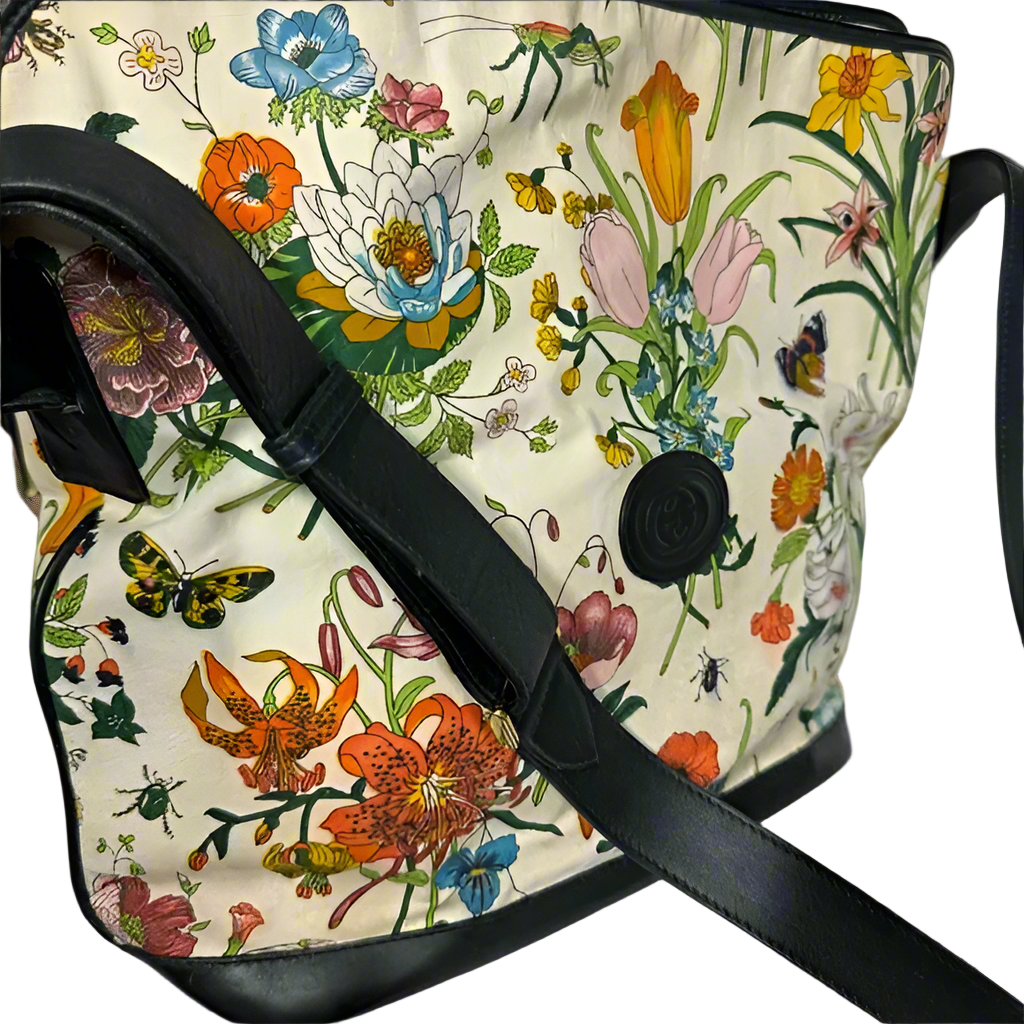 Gucci Floral Canvas Shoulder Bag