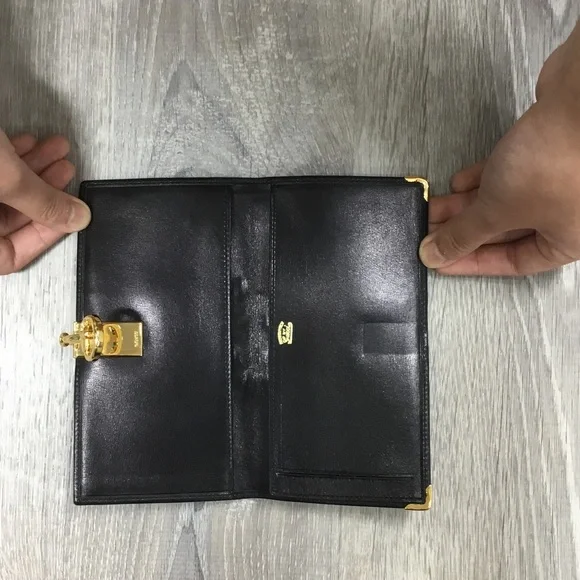 Gucci Black Checkbook Cover with Sherry Line