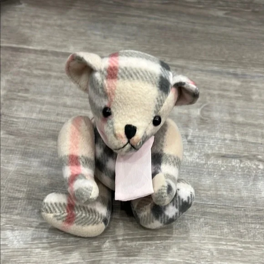 Burberry Plaid Teddy Bear - Pink, Gray, Cream