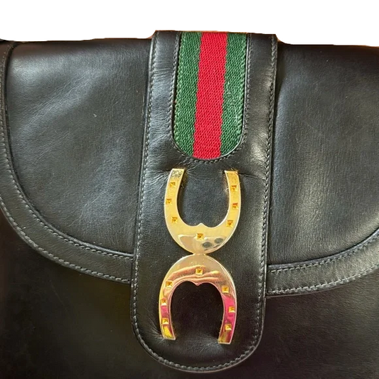 Gucci Black Vintage Sherry line Shoulder Bag