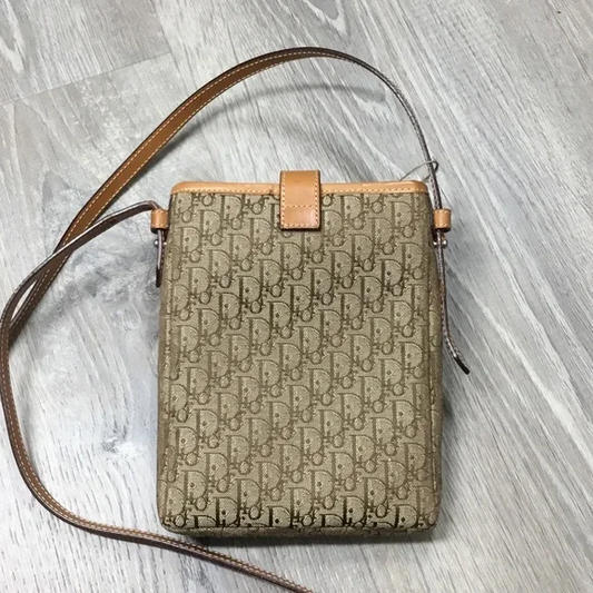 Dior Beige and Brown Monogram Shoulder Bag