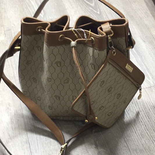 Dior Brown and Tan Shoulder Bag with Monogram Print