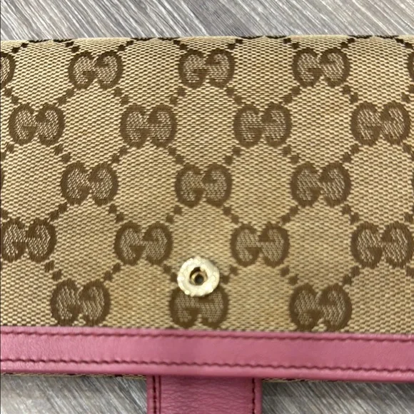 Gucci Pink and Brown Wallet with GG Monogram