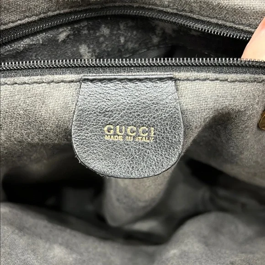Gucci Black and Brown Leather Satchels with Bamboo Handles