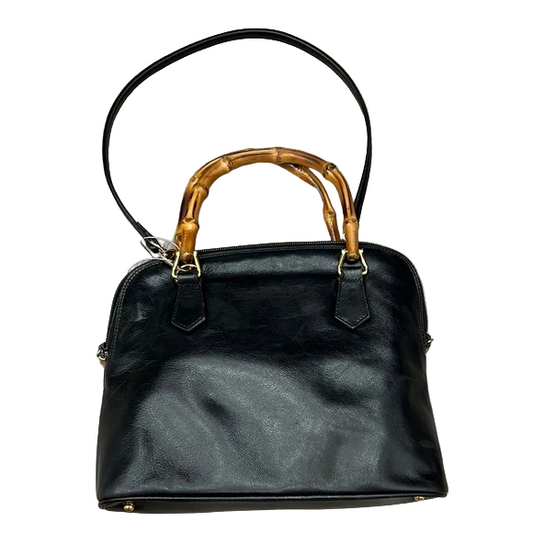 Gucci Black and Brown Leather Satchels with Bamboo Handles