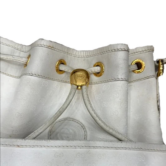 Gucci Vintage White Ophidia Bucket Shoulder Bag
