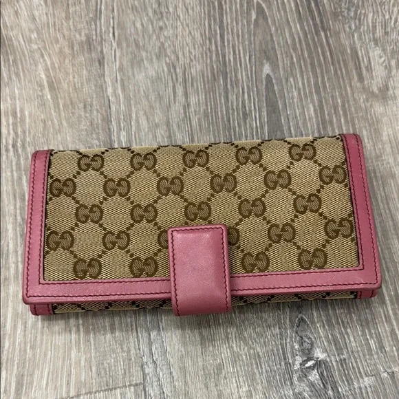 Gucci Pink and Brown Wallet with GG Monogram