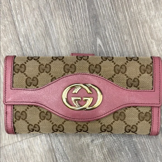 Gucci Pink and Brown Wallet with GG Monogram