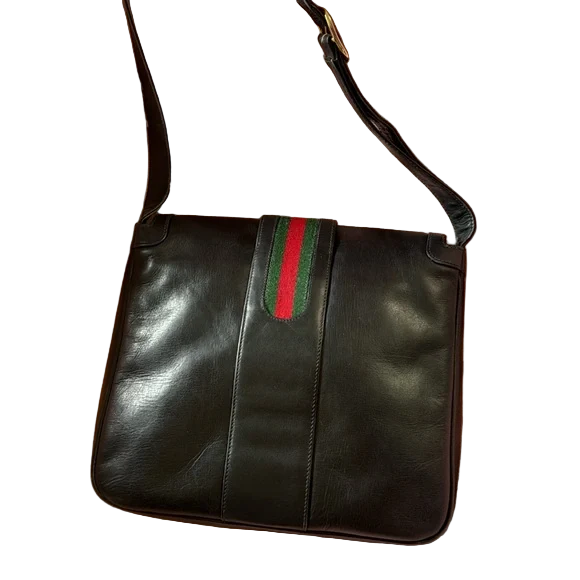 Gucci Black Vintage Sherry line Shoulder Bag