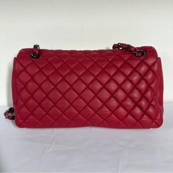 Chanel Red Calfskin Matelasse Shoulder Bag