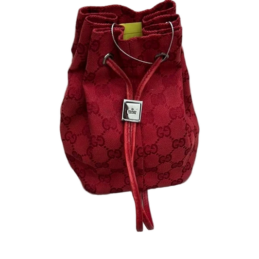 Gucci Red Canvas Mini Drawstring Bucket Bag