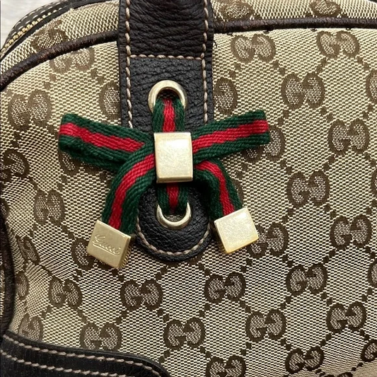 Gucci Brown Princy GG Canvas Leather Shoulder Bag