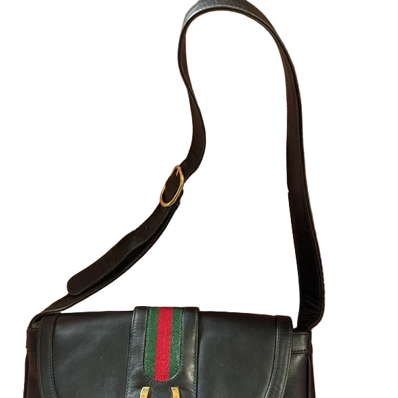 Gucci Black Vintage Sherry line Shoulder Bag