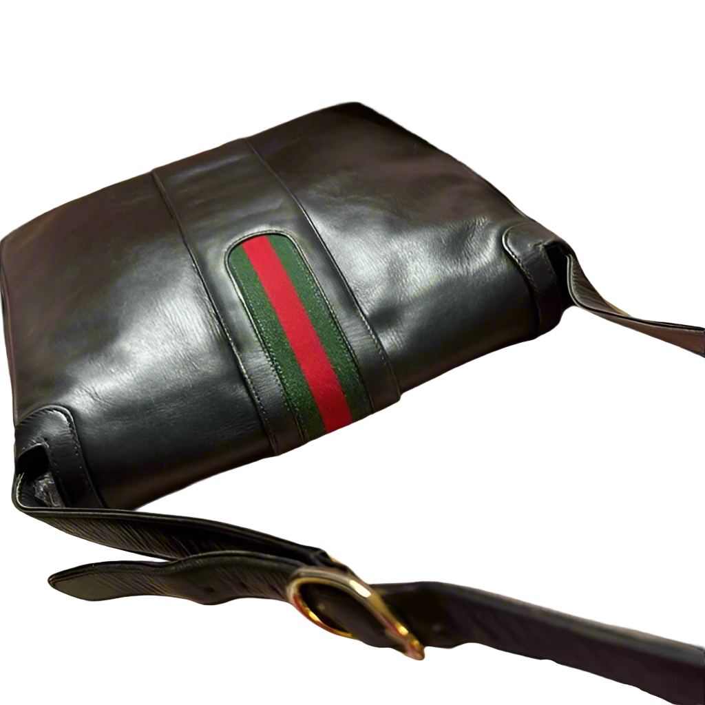 Gucci Black Vintage Sherry line Shoulder Bag