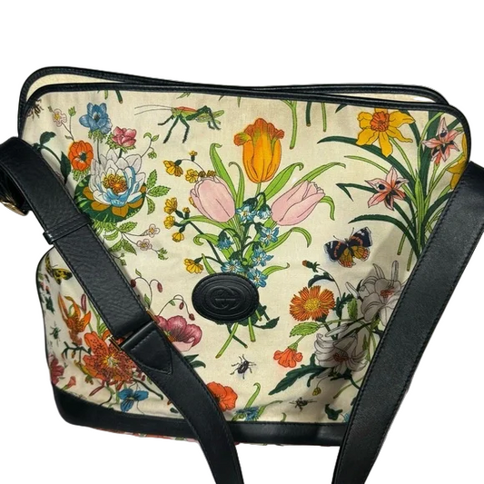 Gucci Floral Canvas Shoulder Bag