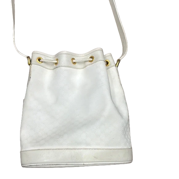 Gucci Vintage White Ophidia Bucket Shoulder Bag