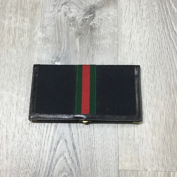 Gucci Black Checkbook Cover with Sherry Line