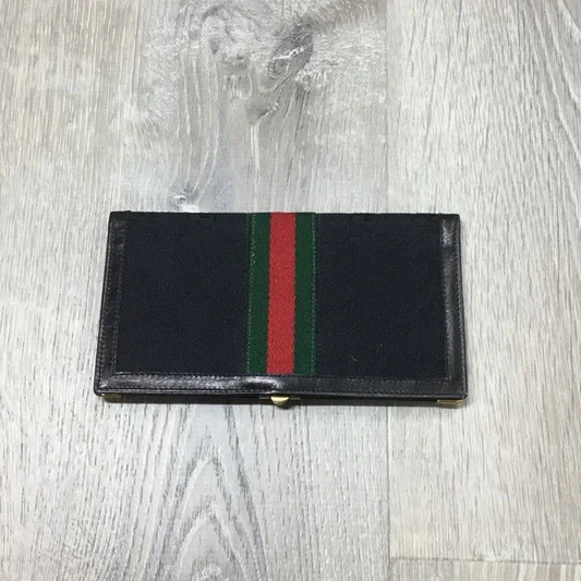 Gucci Black Checkbook Cover with Sherry Line