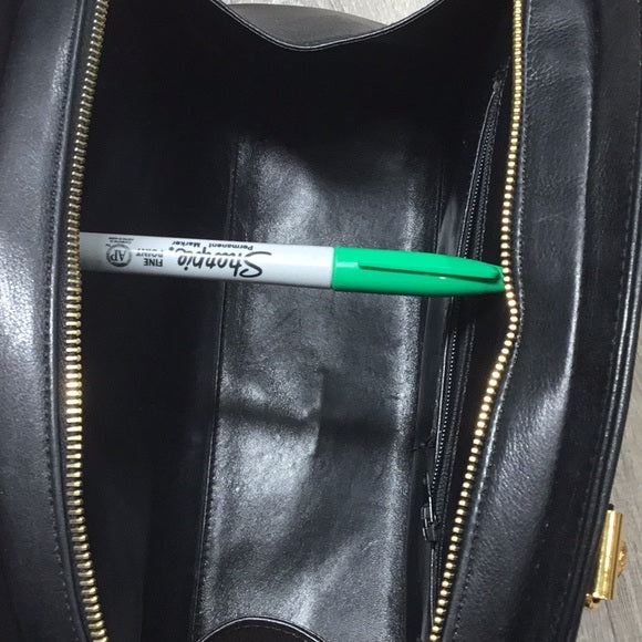 Versace Black Handbag with Gold Medallions