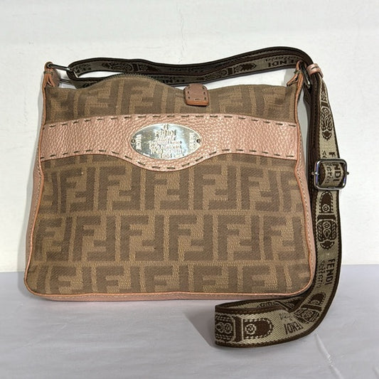 FENDI Canvas and leather FF monogram crossbody bag