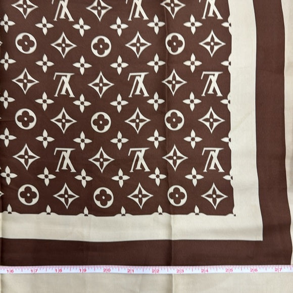 Louis Vuitton Monogram Brown and Cream Silk Scarf