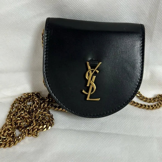 Yves Saint Laurent Black Calfskin Leather Coin Purse