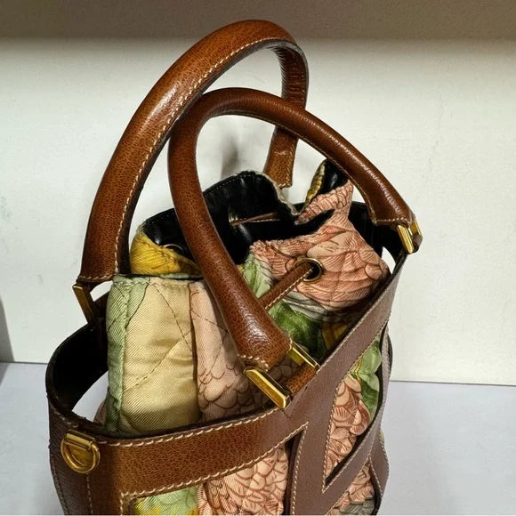 Salvatore Ferragamo leather in fabric handbag