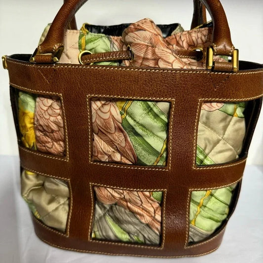 Salvatore Ferragamo leather in fabric handbag