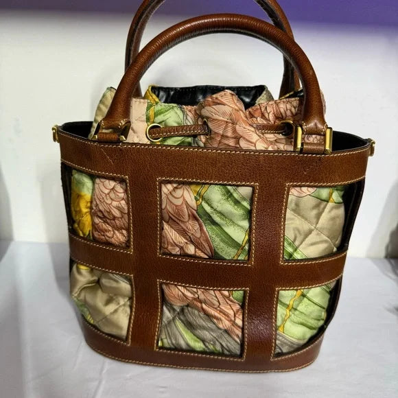 Salvatore Ferragamo leather in fabric handbag