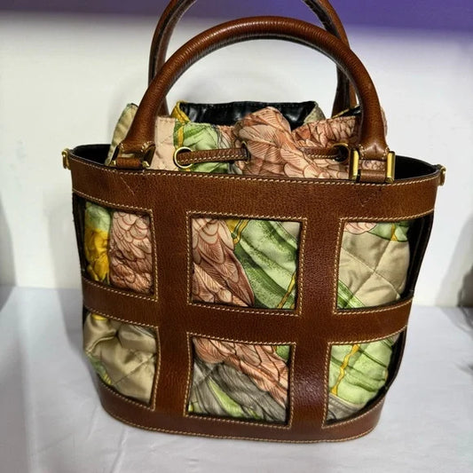 Salvatore Ferragamo leather in fabric handbag