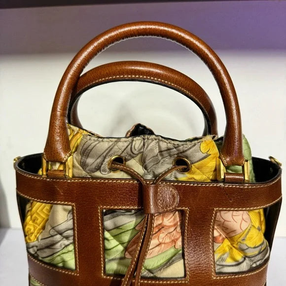 Salvatore Ferragamo leather in fabric handbag