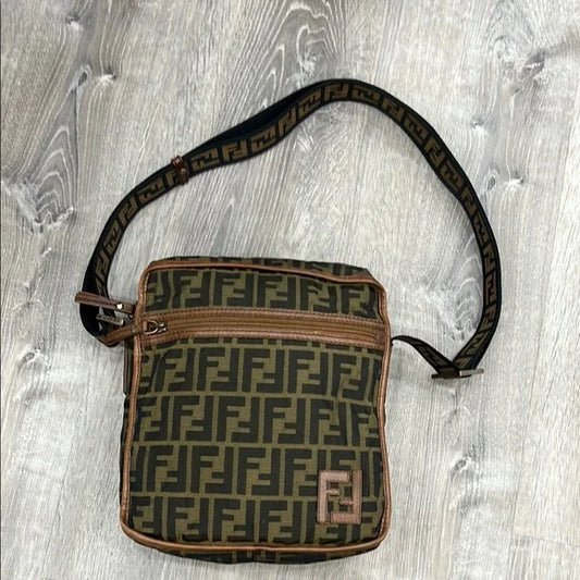 Fendi Brown FF Monogram Zucca Crossbody Bag