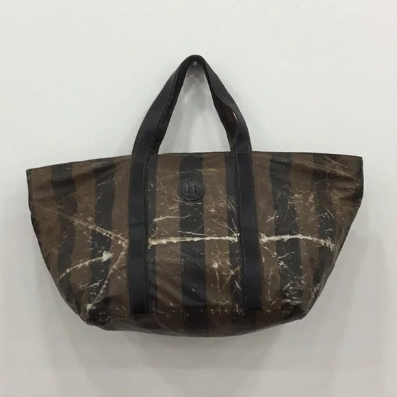 Fendi Brown and Black Tote with Striking Stripes