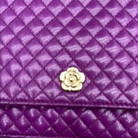 CHANEL Purple Quilted Lambskin Crossbody Bag / Wallet on Chain WOC