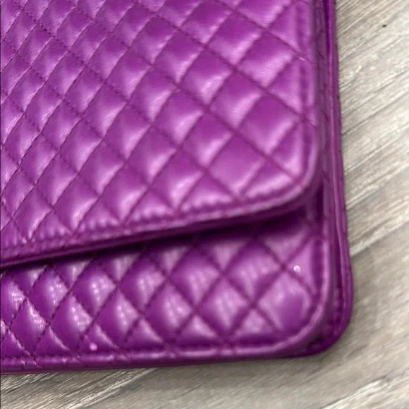CHANEL Purple Quilted Lambskin Crossbody Bag / Wallet on Chain WOC