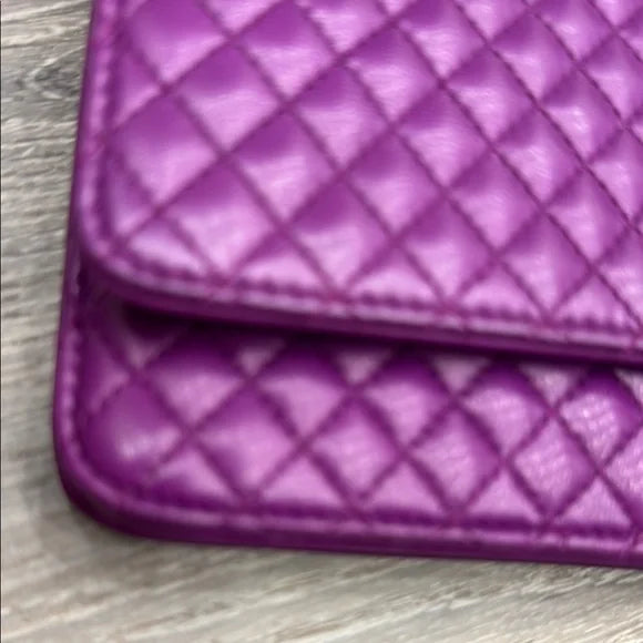 CHANEL Purple Quilted Lambskin Crossbody Bag / Wallet on Chain WOC